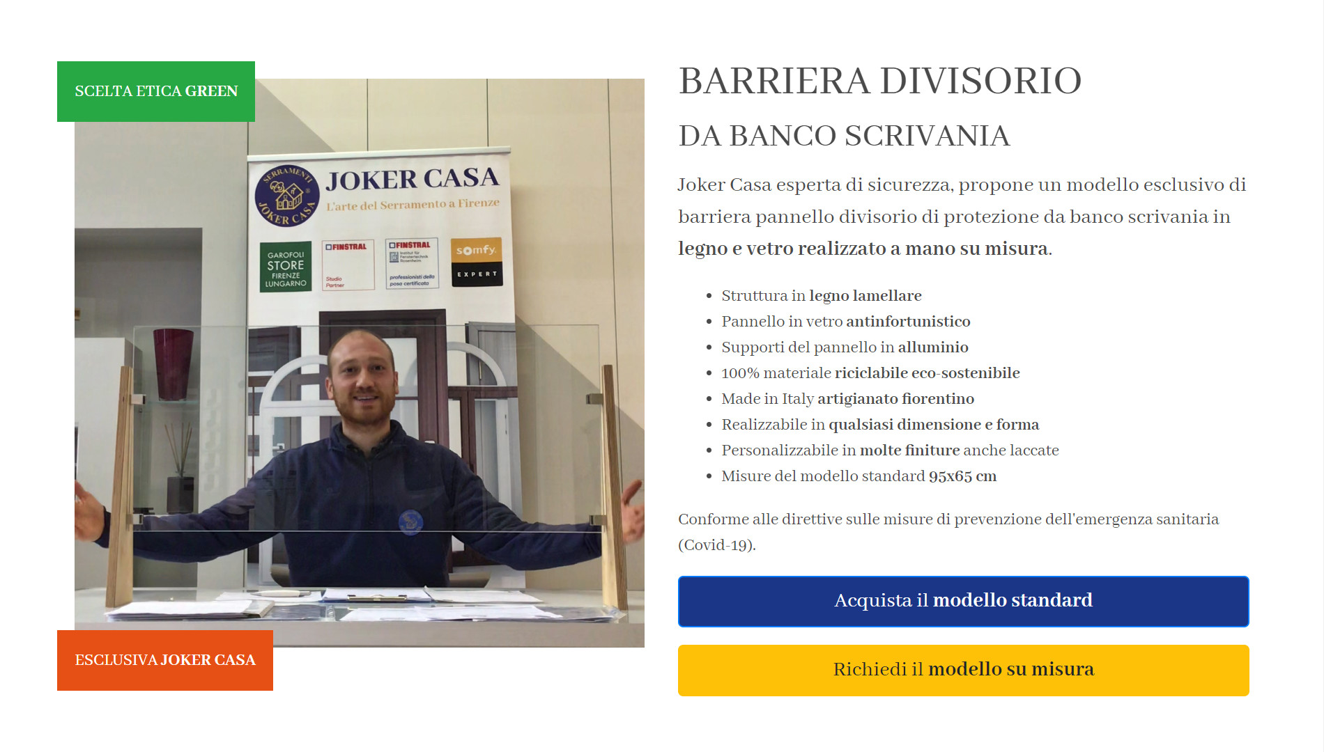 barriera divisorio da banco scrivania in legno e vetro